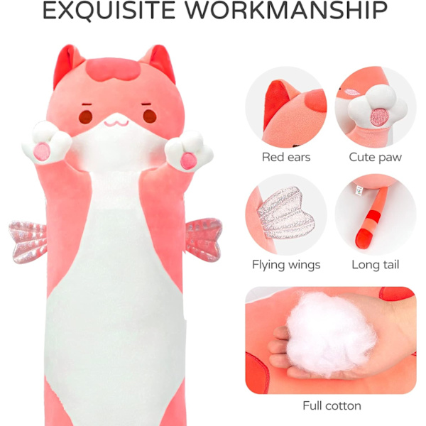 Plushie Sød Kat Sovende Knusels Pude Bløde Legetøj til Børn (Pink)