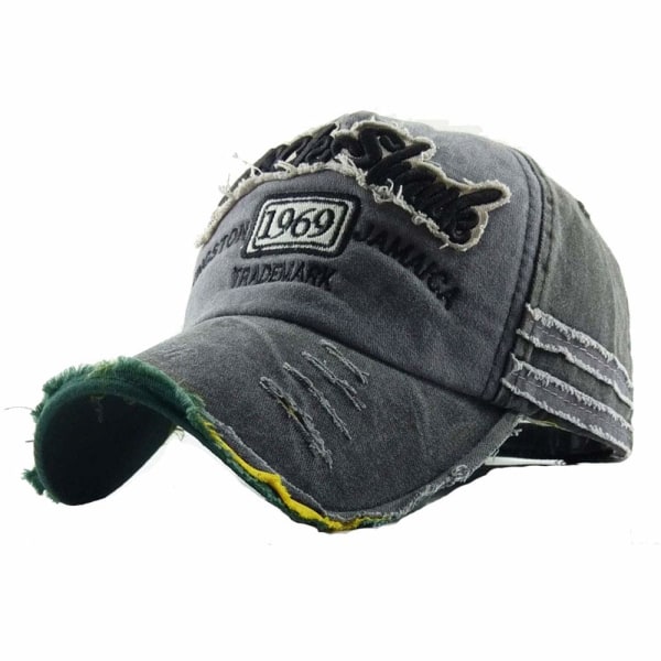 Baseballcaps Vintage Sports Casual Solhatt Unisex Justerbar Distressed Washed Cotton Snapback Trucker Hat (svart)