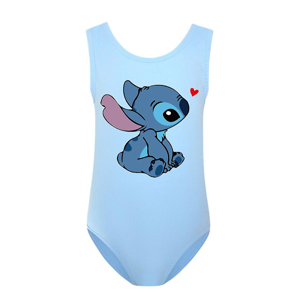Barnflickor Lilo And Stitch Cartoon Badkläder En Delig Baddräkt Strand Simning Surfing Dräkt Present 9-14 År Himmelblå Sky Blue 13-14Y