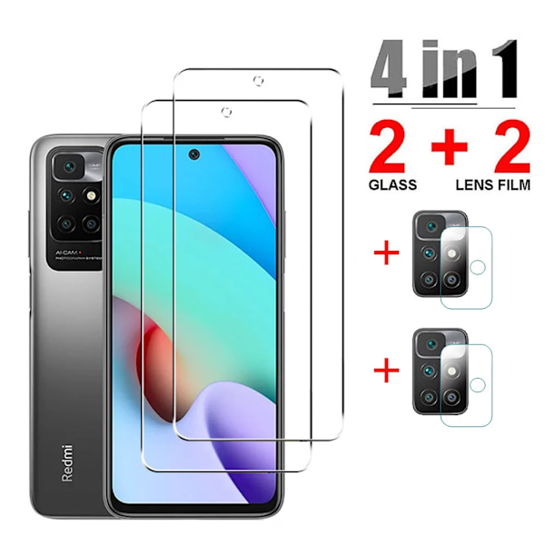 4-in-1 Temperoitu lasi Xiaomi Redmi 10 2022 -näytönsuojaksi ja kameran linssin suojakalvoksi