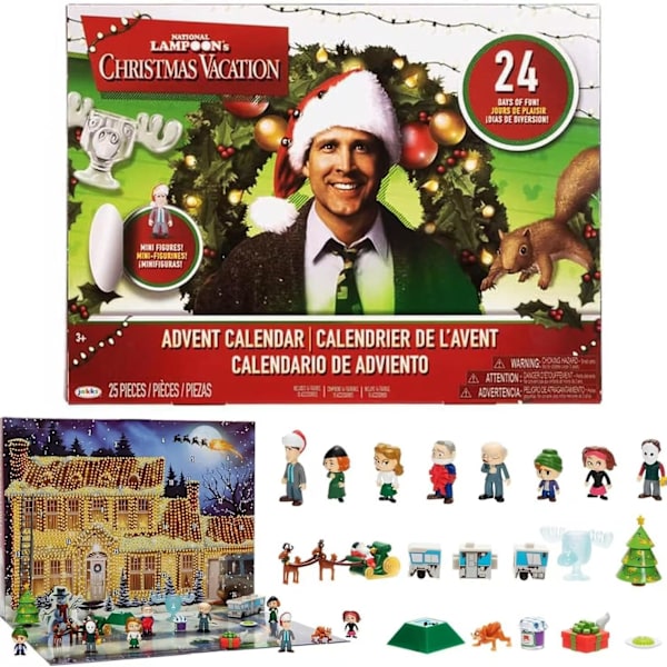 2024 Julekalender med 24 låger - National Lampoon, Lille jule-sjov blind box juleferiefigurer og tilbehør til jul