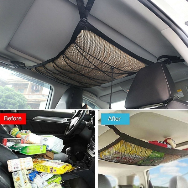 Biltak Nät Tak Lastnät Förvaringspåse Fickor För Suv Van Husbil 90x60cm