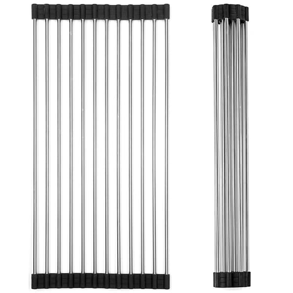 Oppvaskstativ Rustfritt stål tørkestativ Rullbart Sammenleggbart 2-Pack
