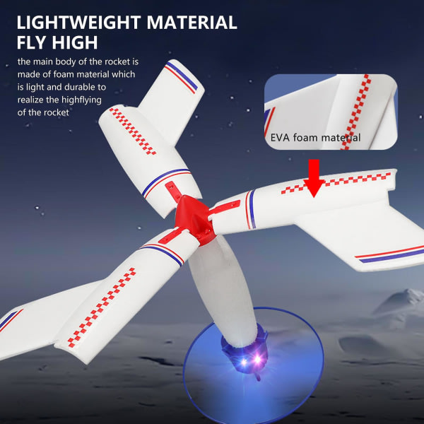 Sähköinen avaruusrakettiase lelu Mielenkiintoinen lentävä lelu valolla lasten ulkoleluihin