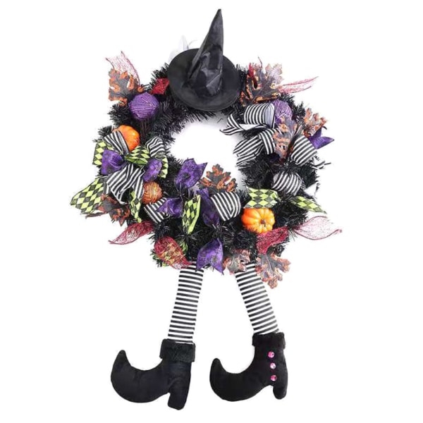 Halloween wreath with hat bone front door