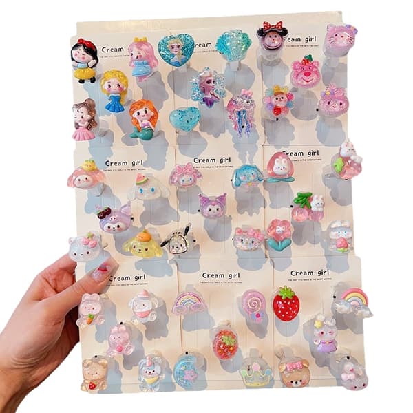 Barnas lysende ring, tegneseriering for jenter, bursdag Sanrio + Elsa - 10-pack Glowing ring