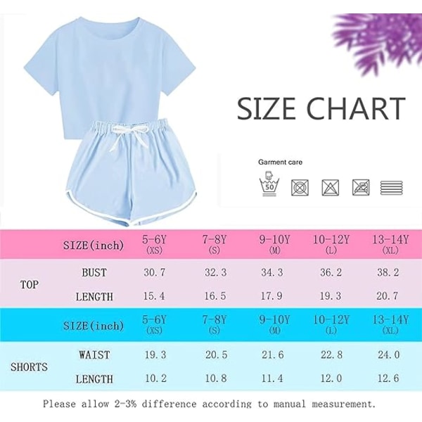Børn Piger Drenge Cinnamoroll Print Kortærmet T-shirt & Shorts Sport Outfit Sæt Lyseblå Light blue 120 cm