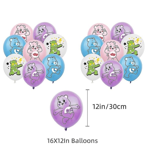 Carebears-teemajuhlien koristetarvikkeet Banner Balloons Kit Cake Cupcake Toppers Set Bahz6260