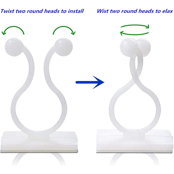 Wall Mounts for Climbing Plants, Self-Adhesive Angle Hook, White, 100 Pieces