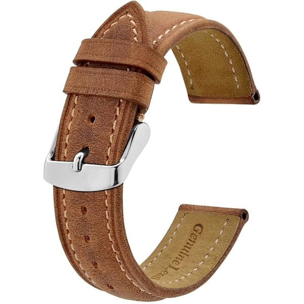 Urband, Vintage Läderbytesband, Bandbredd 20 mm Brown