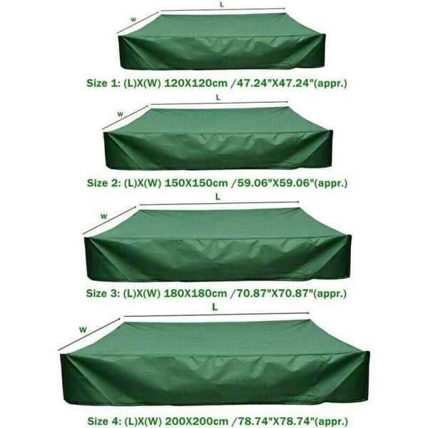 Firkantet presenningstrekk med Oxford-snøre brukt til sandkasse, basseng, hage eller hage (grønn, 120x120 cm)