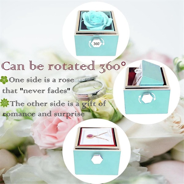 Rose Ring Box Rotates 360 Velvet smykkeæske Eternal Rose Box Valentinsdag Mors dag til Rom