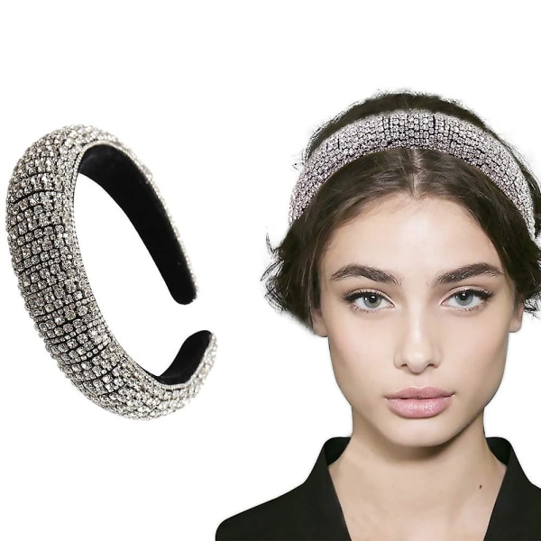 Rhinestone Crystal Diamond pannebånd for kvinner Fasjonable håndlagde brede hårbøyler