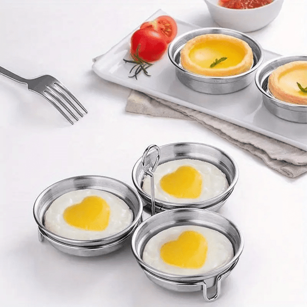 Egg Steamer-sett i rustfritt stål, 1 stativ 3 brett for kokte og posjerte egg, frokost