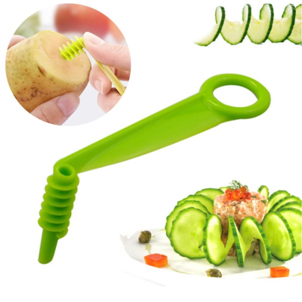 3PCS Grön plast spiralformad gurkskärare