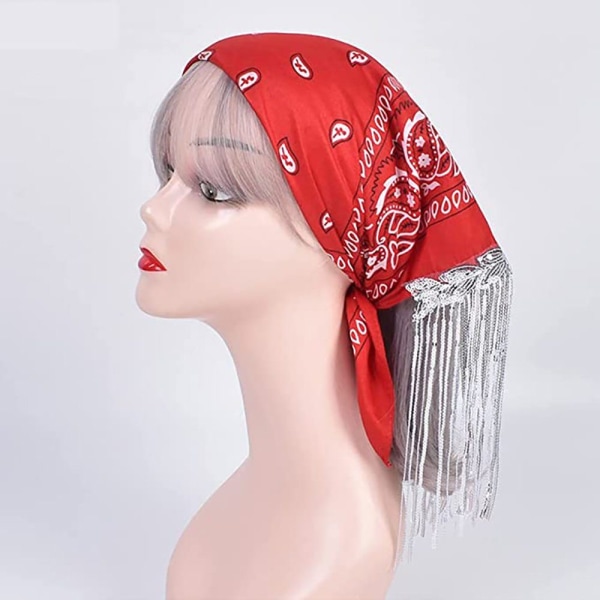 3 st Headscarf Set Paisley-mönster för kvinnor Snusnäsduk med fransar paljetter