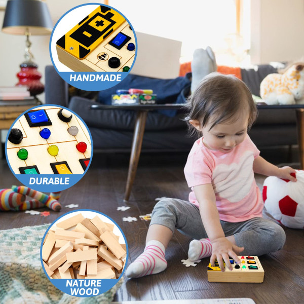 Toddler Busy Board Montessorileksaker för 3+ småbarn Sensoriska leksaker med knappar, pedagogiska lärleksaker Presenter för barn