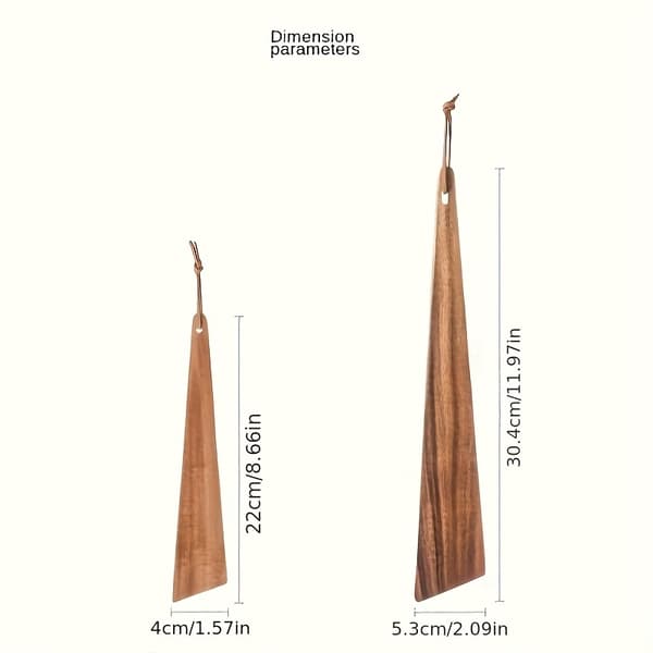Handgjord spatel i akaciaträ, lätt, upphängningsbar för utomhuscamping, non-stick triangulär stekspade 2pcs