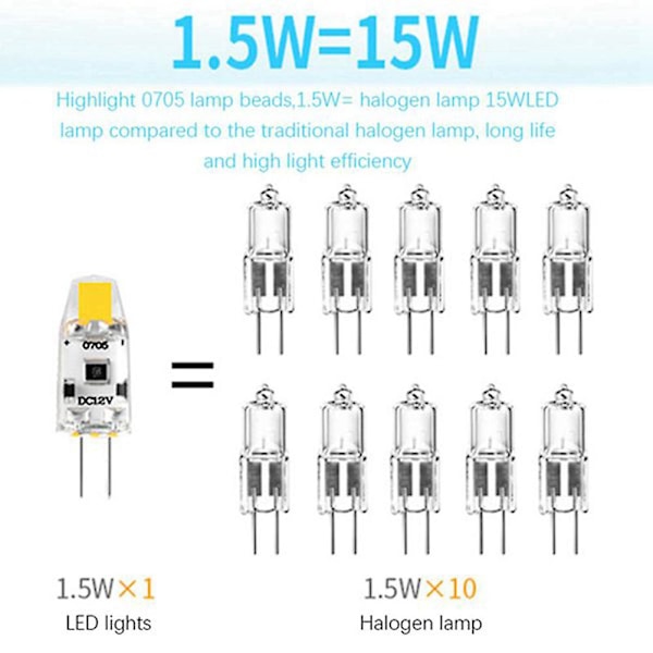 6 stk. G4 LED-pære 12v DC Dimbar Cob LED G4-pære 1,5w 360 graders lysspredning for å erstatte 15w halogenpære (Varmhvit)_xx