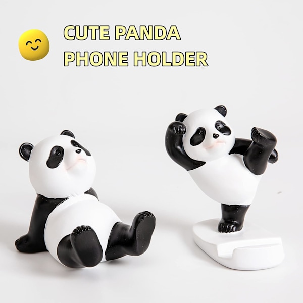 Kawaii Telefonhållare för Skrivbord, Justerbar Kompatibel med Smartphones och Surfplattor, Söt Panda Smartphonehållare, Kawaii Rum Dekoration Estetisk (Svart) BLACK