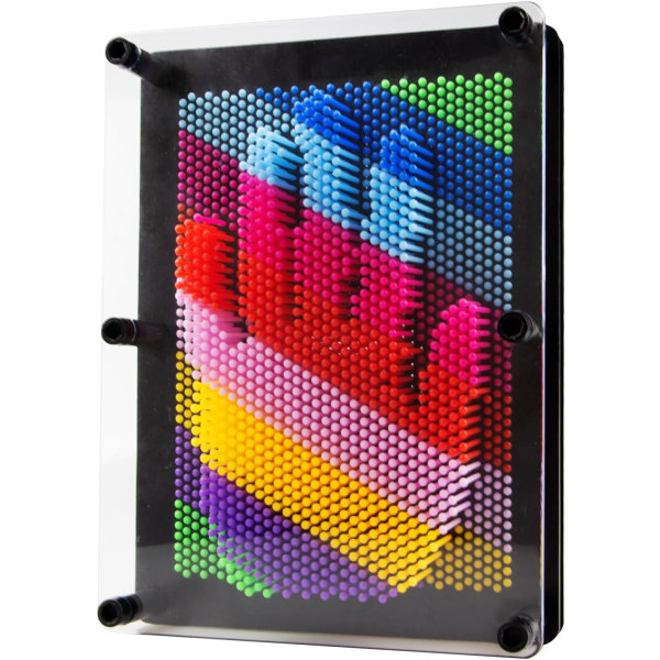 3D Pin Art Legetøj, farverigt plast Pin Art Board Stor størrelse 8 x 6 tommer