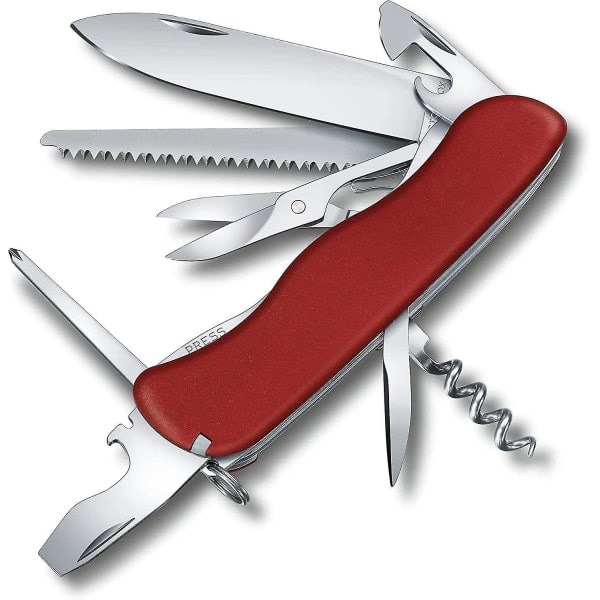 Ysdsy Outrider Couteau De Poche Suisse, Multitool, 14 Fonctions, Lame, Ciseaux, Tire Bouchon, Rouge