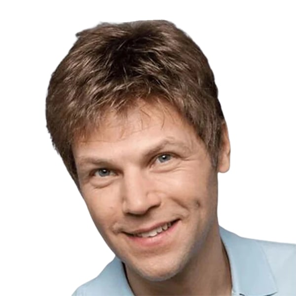 Fluffy kort paryk til mænd syntetisk hår i lag til daglig cosplay