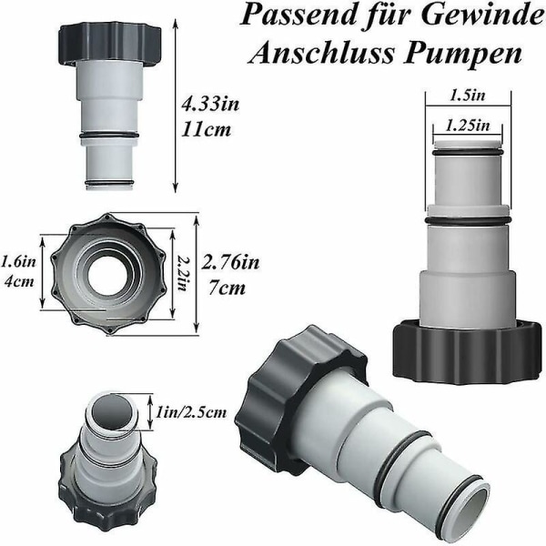 2-pakning Intex Pool A-adapter erstatningspumpe slange adapter A-serie med innvendig gjengeskrue