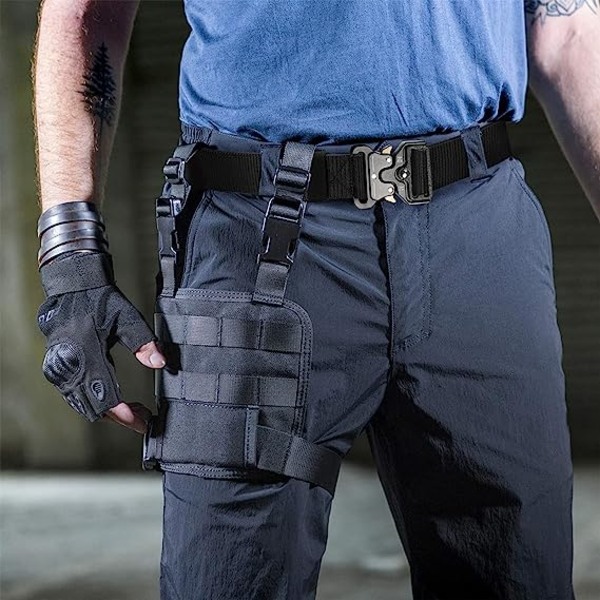 Taktiskt bälte för män 1,5 tum kraftigt bälte, militärbälte i nylon med metallspänne för snabb släppning, present med taktisk Molle-påse och krok
