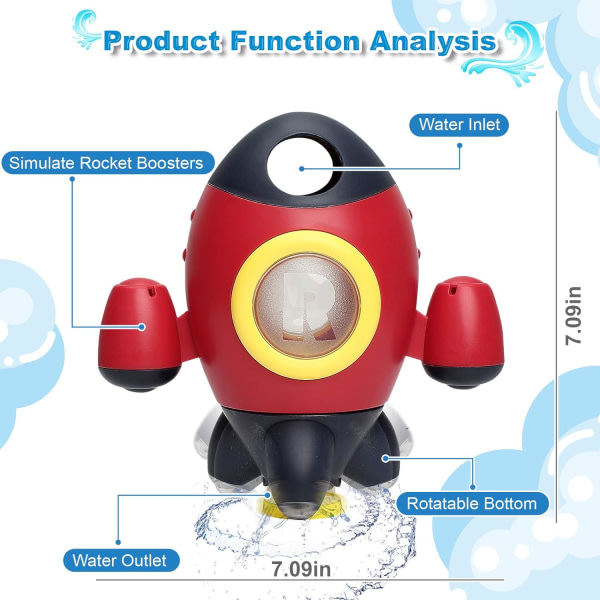Baby, Rumraket Badelegetøj til Småbørn 18+ Måneder, Roterende Vandspray Babybruser til Drenge Piger 2 3 4 År Gamle