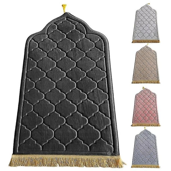 Flanelli rukousmatto jumalanpalveluspeitto polvi kohokuvioitu lattiamatot liukumattomat pehmeät kannettavat matkamatto Ramadan lahja -xx harmaa
