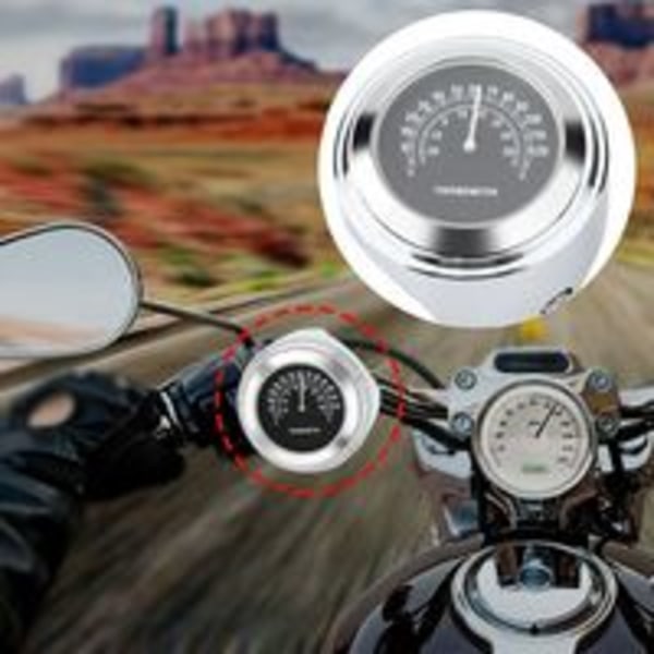 22-25mm (Sort) Styrtermometer Vandtæt Motorcykel Styr Montering Temperatur Tilbehør
