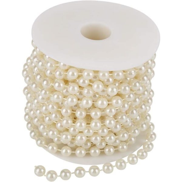 8 mm kunstig perleguirlanderulle, 10 m perletrådspole, til bryllupsdekoration, kunsthåndværk, kunst og håndværk, beige