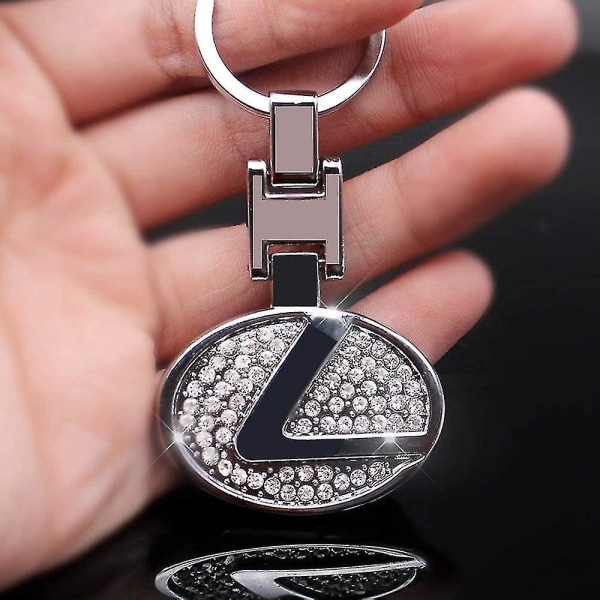 3d bilnyckelringstillbehör inlägg glänsande kristall dubbelsidig logotyp zinklegering metallnyckeltillbehör med presentask (för Lexus) -zysd