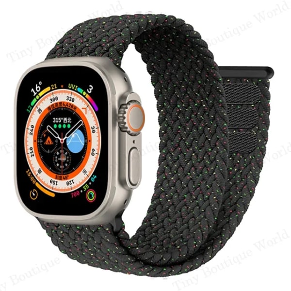 Punottu Solo Loop Apple Watch Ultra -rannekkeelle 49mm 45mm 41mm 44mm 40mm 42mm correa -ranneke iWatch-sarja 9 7 SE 8 6 5 4 3 -ranneke B-unity B-unity 42-44-45-49mm-L