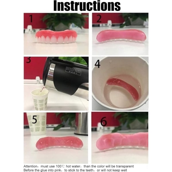Tandproteser DIY komplett uppsättning av löständer på toppen och botten för att förbättra leendet