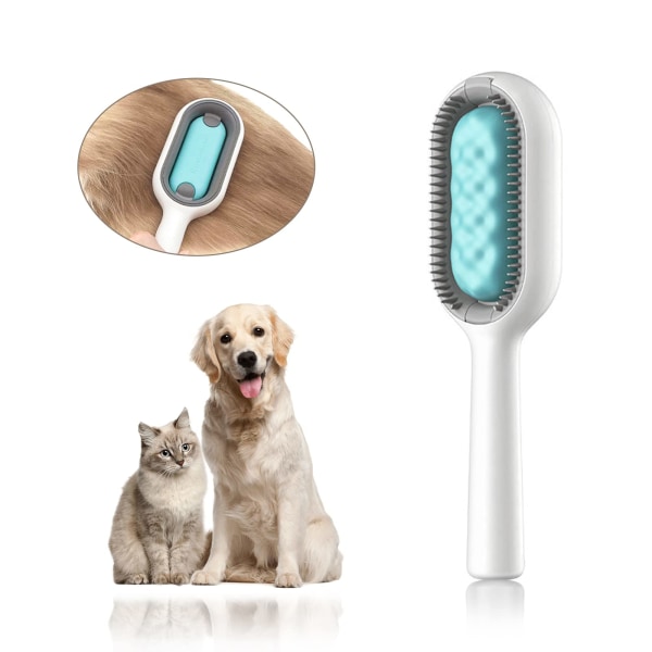 4 i 1 Universal Pet Knots Remover, Pet Hair Brush för hundar och katter Multifunktionell hundhårborste Bärbar professionell (Korthårig, Blå)