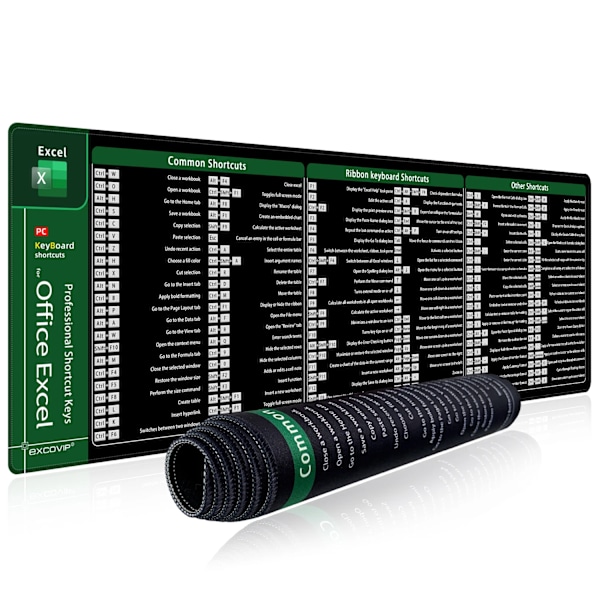 Excel Genvägar Mus Stor Utökad Kontor Dator Skrivbord Stor Tangentbord Musmatta med Sydd Kant
