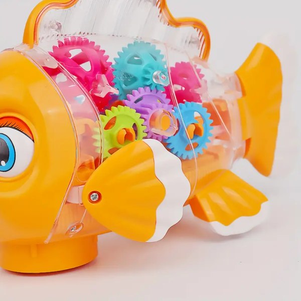 Elektrisk klovnefisk gyngefisk leketøy for barn - pedagogisk, belysning, musikk