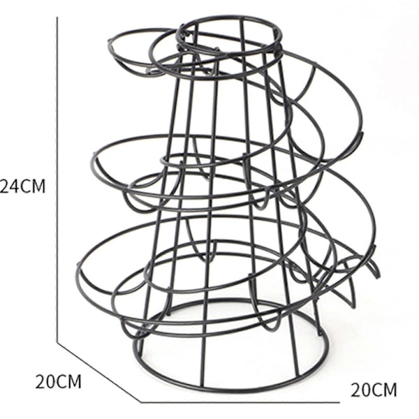 Eggdispenser Stativ Spiraldesign Metall Egghyller Frittstående Tråd Kylling Egg Oppbevaring Organizer Display Holder Svart