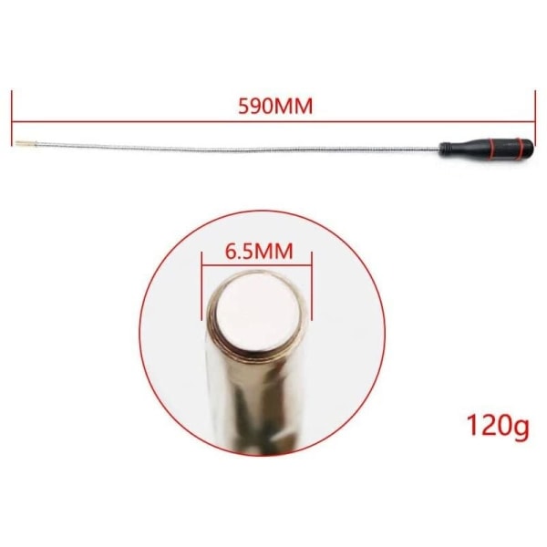 Pickup-verktyg Bärbar flexibel magnet Mekanisk Magnetisk kvast för att plocka upp smådelar Mutter Bult Skruvnyckel Bildelar 590mm