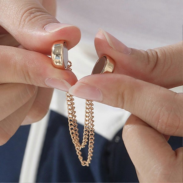 st Magnetiska Clips för xor, Magnetiska Spännen med Kedja, Multifunktionella Klädfästen, Magnetiska Nålar för Sjal, Kofta, Manschett, Kant_xx Silver