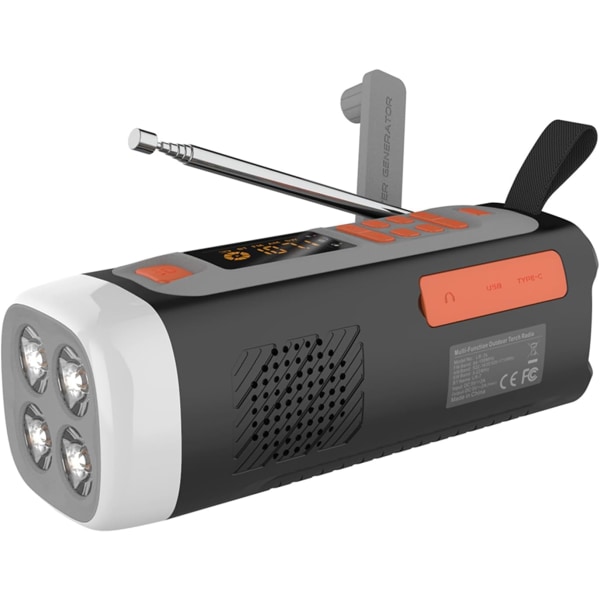 Nödradio, 4500mAh Bärbar Handvev Solcellsdriven AM FM SW Radio Utomhusradio Trådlös