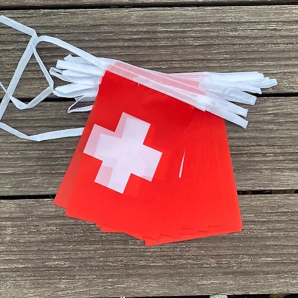 20 st/set Schweiz Vimpelflaggor Vimpelgirlang Schweizisk Flagga Vimplar Festival Festlig Högtid Kamouflage Camouflage 14 by 21cm 20pcs