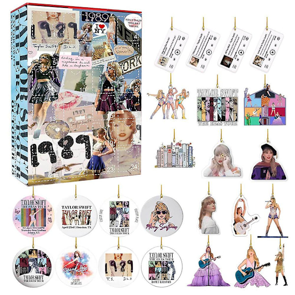 2023 Jultomte Taylor Swift Nyckelring Berlock 24 Dagar Nedräkning Julkalender Fans Julklapp Blind Box Presenter D