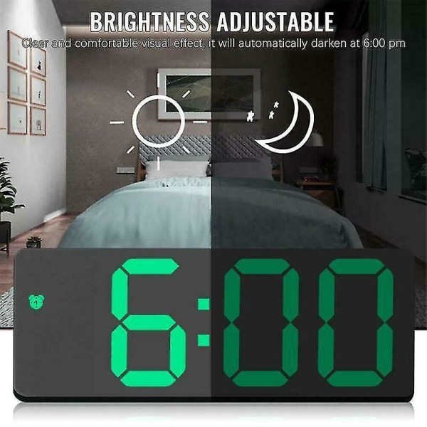 Herätyskellon LED-näyttö Digitaalinen peili Herätyskello Paristo/pistoke herätyskello