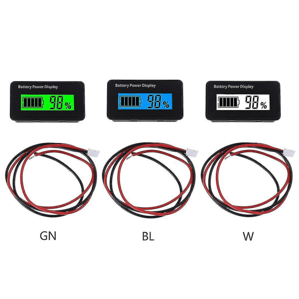 12v 24v 48v batterikapacitetsindikator Golfvagn spänningsmätare med lcd-skärm-grön