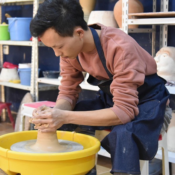 Mode keramik Denim Split Ben Forklæde Justerbar halsrem til kunstner