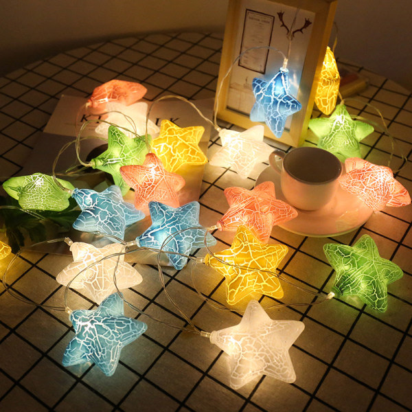 Star String Lights, 3M 20LED Warm Cute Fairy Tale Multicolor sprucken stjärnform, String Lights för barnrum, trädgård, bröllop, julgran