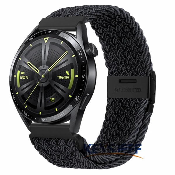 22mm nylon kompatibel med Galaxy Watch 3 45mm/ Watch 46mm, Gear S3 Frontier/Classic , Huawei Watch GT 3 46mm flettet rem 9